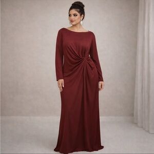 ELOQUII Burgundy Sz 22 Twist Detail Jersey
Gown Ruched Draped Maxi Dress NWT